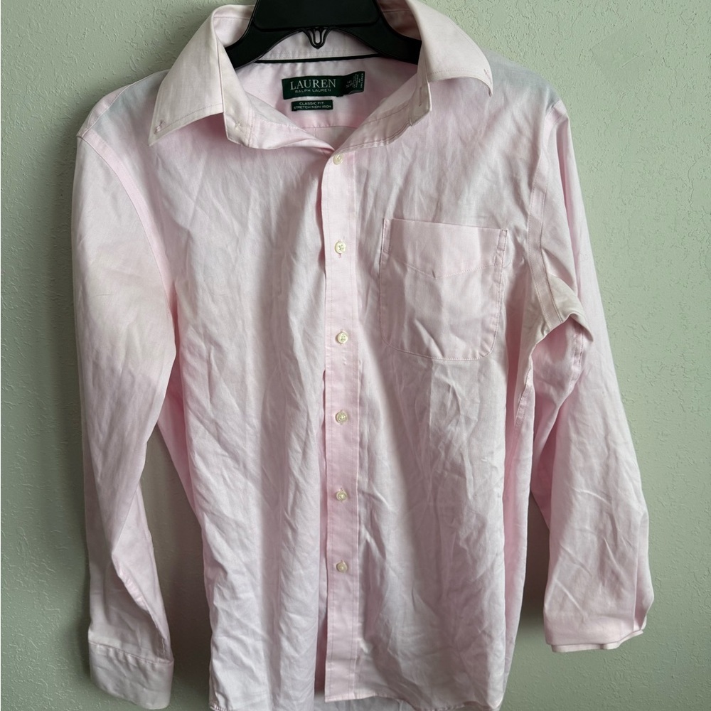 Men’s Pink Lauren Ralph Lauren Preppy, Formal, Wedding Long Sleeve Button Up